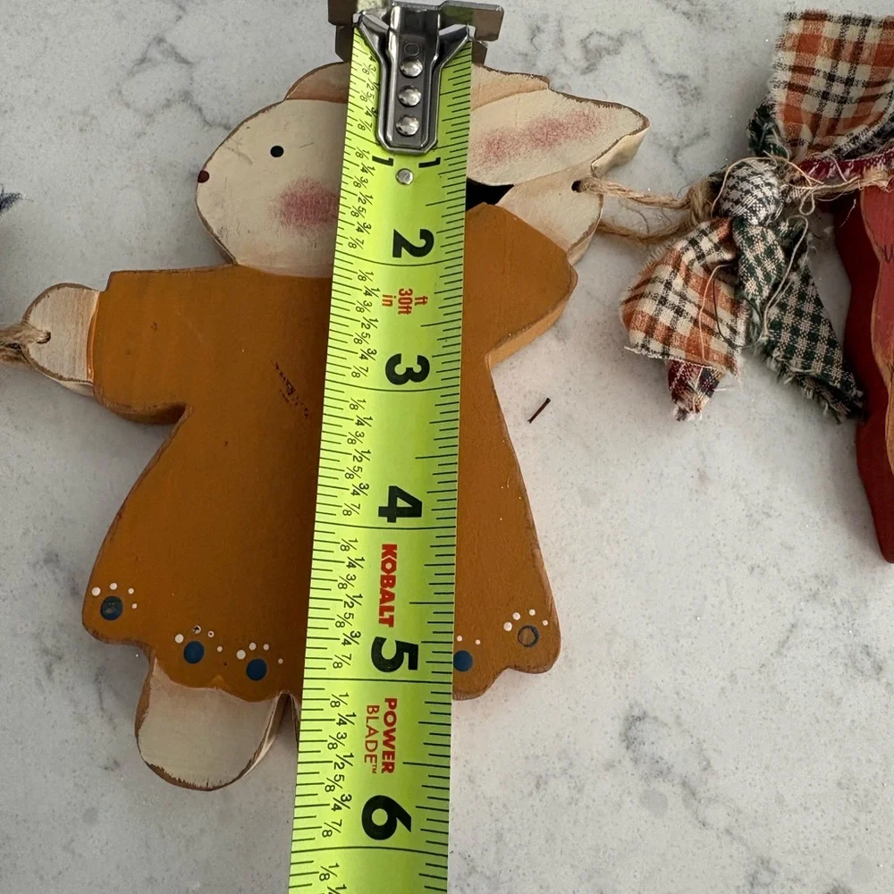 Wooden Bunny Garland with Tulip Accents - Red, Blue, Green 6 ft